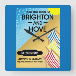 Brighton and Hove Travel Beach Art Quadratische Wanduhr