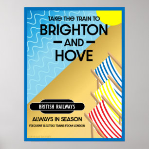 Brighton And Hove Zug Reise Strand Kunstposter Poster