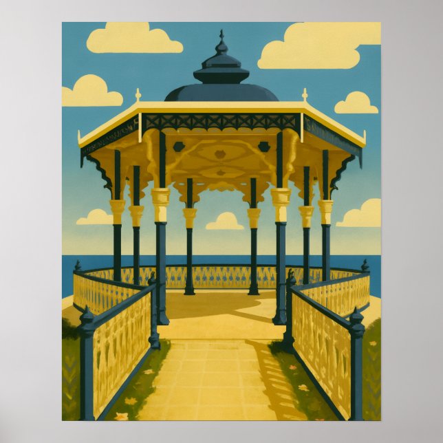 Brighton Bandstand - Kunst der Küstenarchitektur Poster (Vorne)