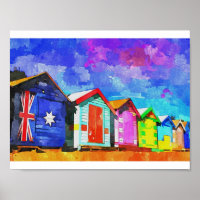 Brighton Bathing Boxen Aquarellmalerei