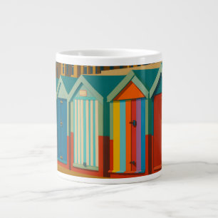 Brighton Beach Huts - farbenfrohe Küstendrucke Jumbo-Tasse