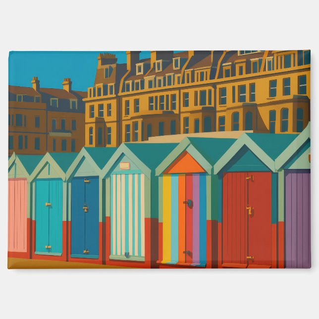 Brighton Beach Huts - farbenfrohe Küstendrucke Magnet (Vorderseite)