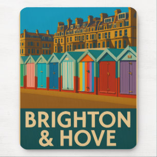 Brighton Beach Huts - farbenfrohe Küstendrucke Mousepad
