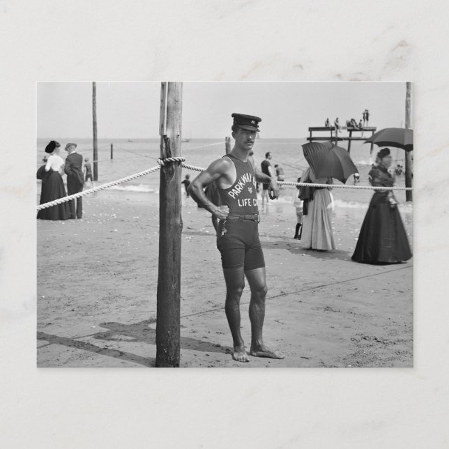 Brighton Beach Lifeguard, Anfang der 1900er Jahre Postkarte (Vorderseite)