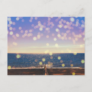 Brighton Beach mit leuchtenden Lichtern Feiertagspostkarte