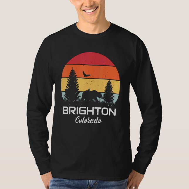 Brighton Colorado Mountain Forest Retro Sunset T-Shirt (Vorderseite)