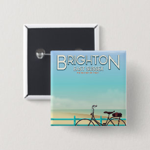 Brighton, East Sussex Vintage-Reiseplakat. Button