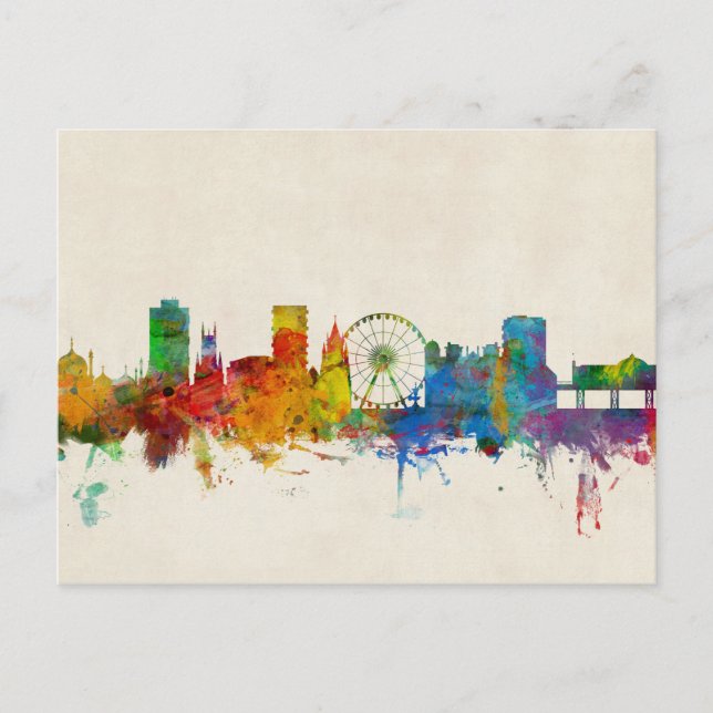 Brighton England Skyline Postkarte (Vorderseite)