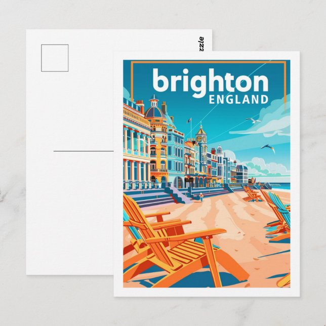 Brighton England Vintag Famous Travel Place Postkarte (Vorne/Hinten)