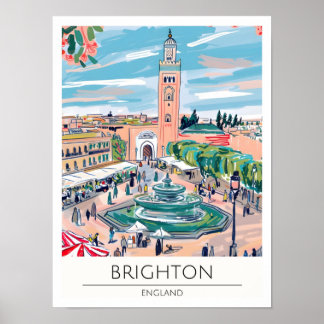 Brighton England Vintage Kunst Illustration Reise Poster