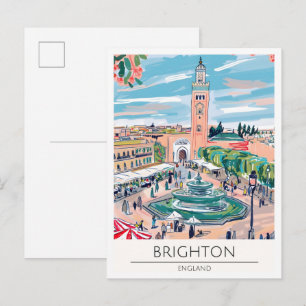 Brighton England Vintage Kunst Illustration Reise Postkarte