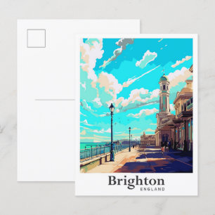 Brighton England Vintage Travel Portrait Postkarte