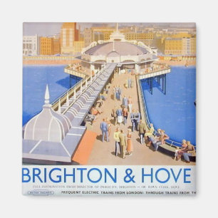 Brighton & Hove Railway Poster Vintage Wandernde E Magnet