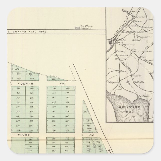 Brighton Land Association, angrenzender Spring Lak Quadratischer Aufkleber (Vorderseite)