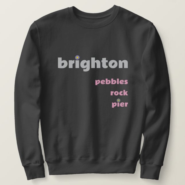Brighton Pebbles Rock Pier M Gray Pink Sweater Sweatshirt (Design vorne)