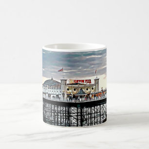 Brighton Pier & Cloudy Sky Digitales Gemälde  Kaffeetasse