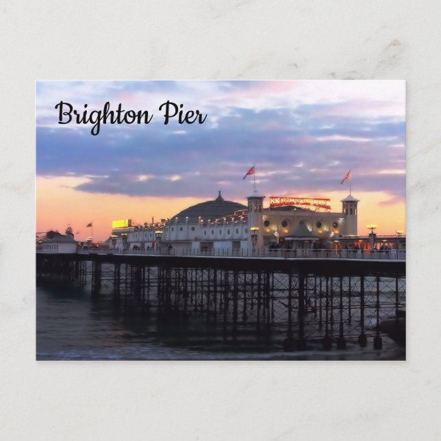 Brighton Pier im Abend Foto Postkarte (Vorderseite)