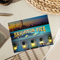 Brighton Pier UK Two Fotos Postcard