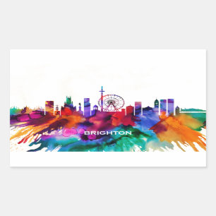 Brighton Skyline Rechteckiger Aufkleber