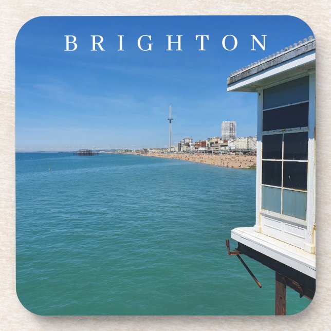 Brighton Strand von den Pier-Untersetzer Getränkeuntersetzer (Vorderseite)