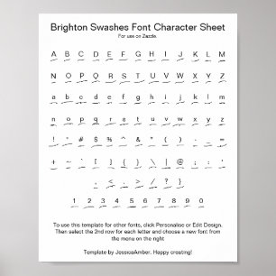 Brighton Swashes Schriftart Character Sheet for Za Poster