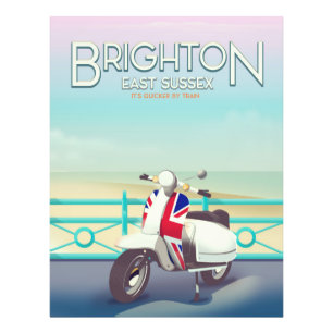Brighton Vintage Union Jack Roller Reiseplakat Fotodruck