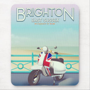 Brighton Vintage Union Jack Roller Reiseplakat Mousepad