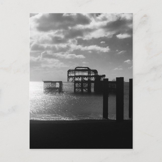 Brighton West Pier schwarz-weiß Postkarte (Vorderseite)