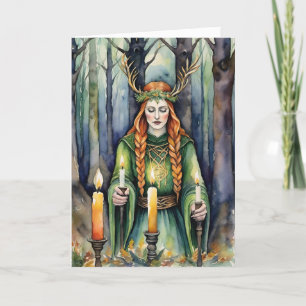 Brigid Imbolc Candlemas Forest Celtic Wiccan Feiertagskarte