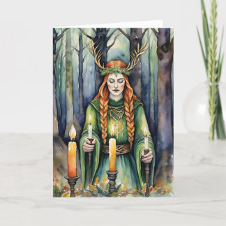Brigid Imbolc Candlemas Forest Celtic Wiccan Feiertagskarte