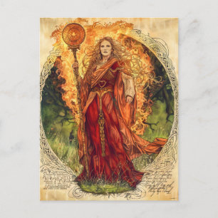 Brigid  keltische Göttin des Feuers und der Heilun Postkarte
