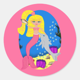 Brigit der Mermaid-Umschlag Aufkleber-Aufkleber Runder Aufkleber
