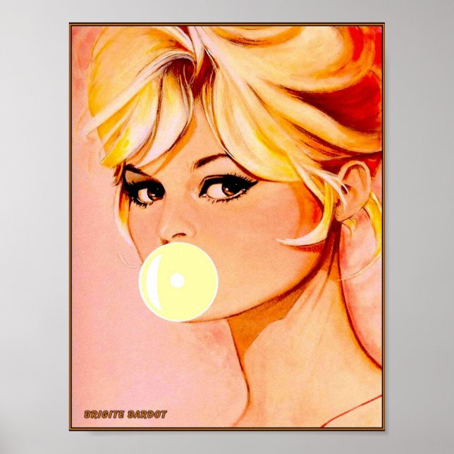 BRIGITE BARDOT Vintage Blase Blasen Print Poster (Vorne)