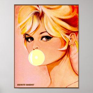 BRIGITE BARDOT Vintage-Blasen-Blasdruck Poster