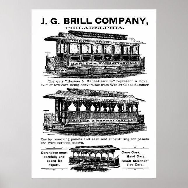 Brill Company Streetcars und Trolleys Poster (Vorne)