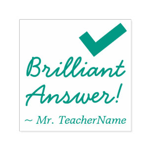 "Brillante Antwort!" + Teacher's Name Rubber Brief Permastempel
