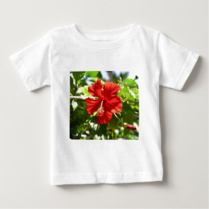 Brillante Blume des Roten Hawaiianischen Hibiskus Baby T-shirt