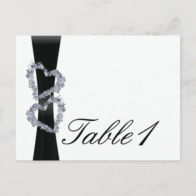 Brillante Herzen: Schwarze Schleife und D-Tischnum Postkarte (Vorderseite)