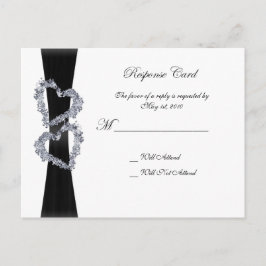 Brillante Herzen: schwarze Schleife und DiamantenH Einladungspostkarte