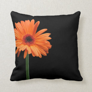 Brillante Orange auf Schwarz Kissen