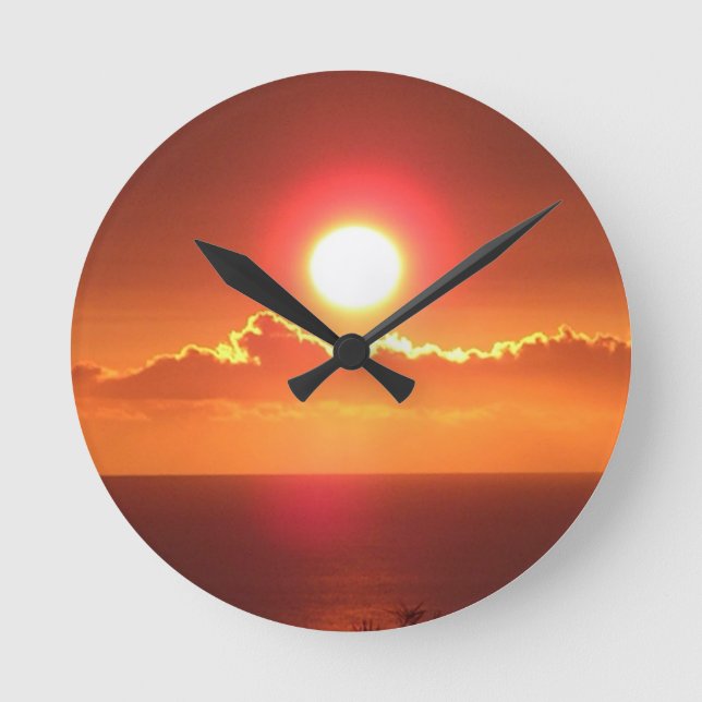 Brillante Orange Sunset Sky Wall Uhr (Vorderseite)