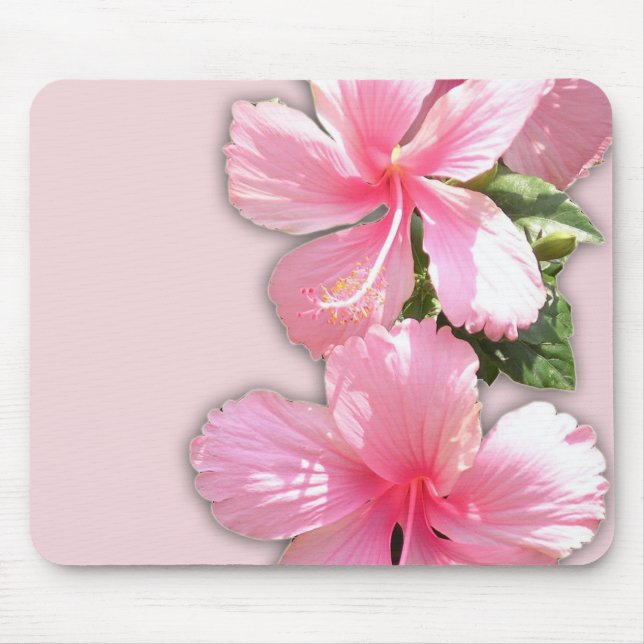 Brillante Rosa Hibiskus Blume Mousepad (Vorne)