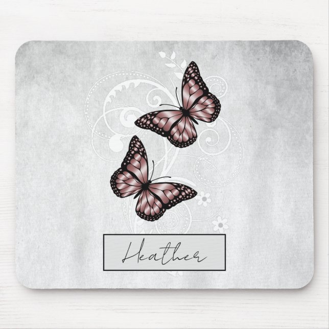 Brillante rosa Schmetterlinge Mousepad (Vorne)