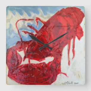 Brillanter Maine-Lobster Quadratische Wanduhr