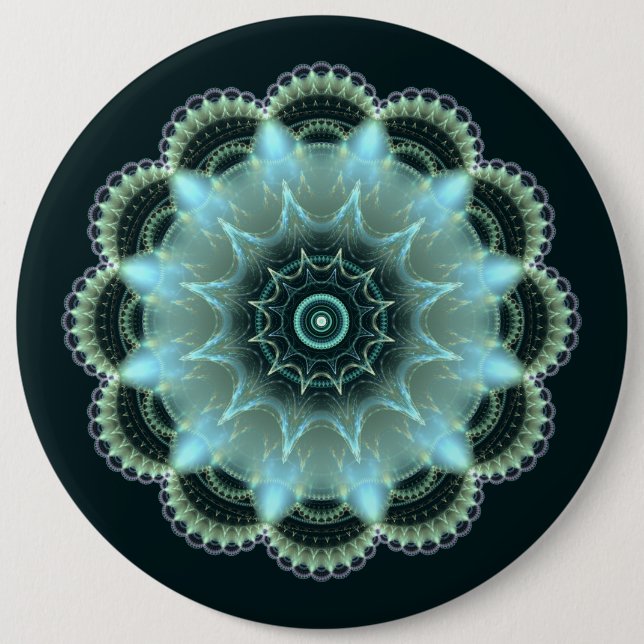 Brillanter Stern Fraktal Mandala Button (Vorderseite)