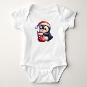 Brillanter Weihnachtspenguin Baby Strampler
