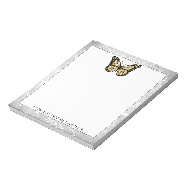 Brillantes Gold Butterfly Notepad Notizblock (Rotiert)
