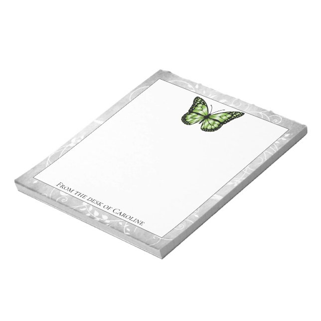 Brillantes Green Butterfly Notepad Notizblock (Rotiert)