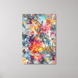 Brillantes Orangenrosa und Aquamarines Abstraktes  Leinwanddruck