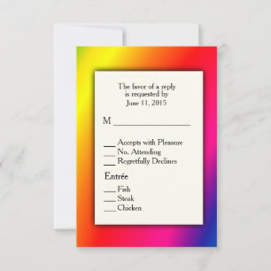 Brillantes Regenbogen-RSVP mit Menüwahl RSVP Karte